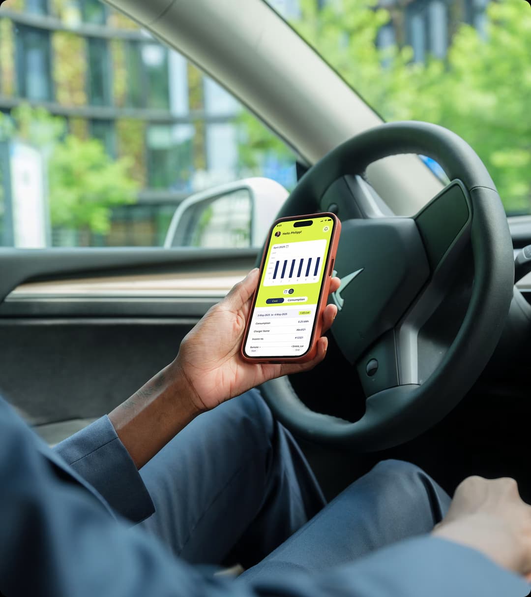 EV charging app in car