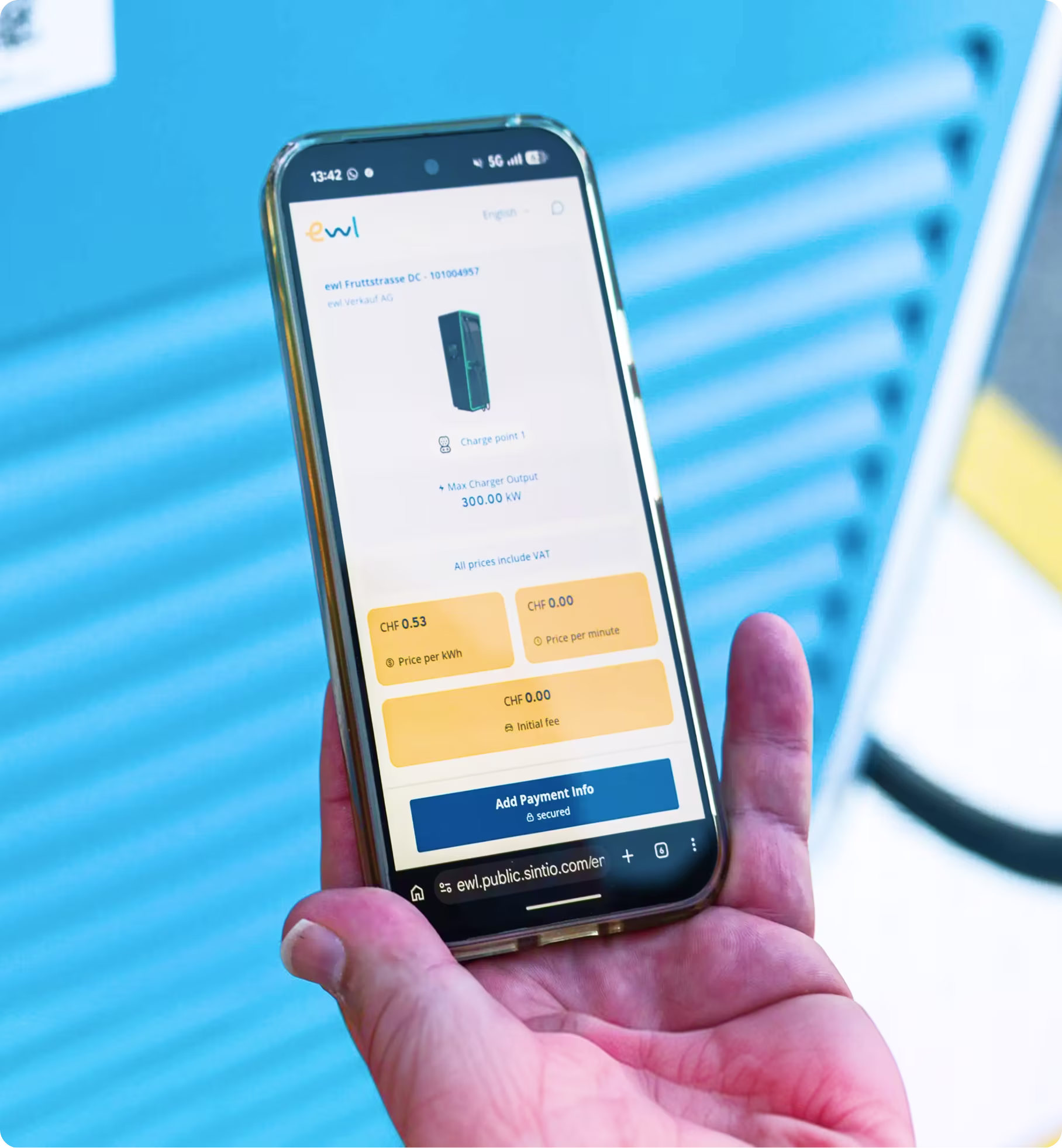 EV charging app in car