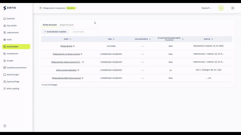 Auszahlungskonto im Sintio-Portal verwalten