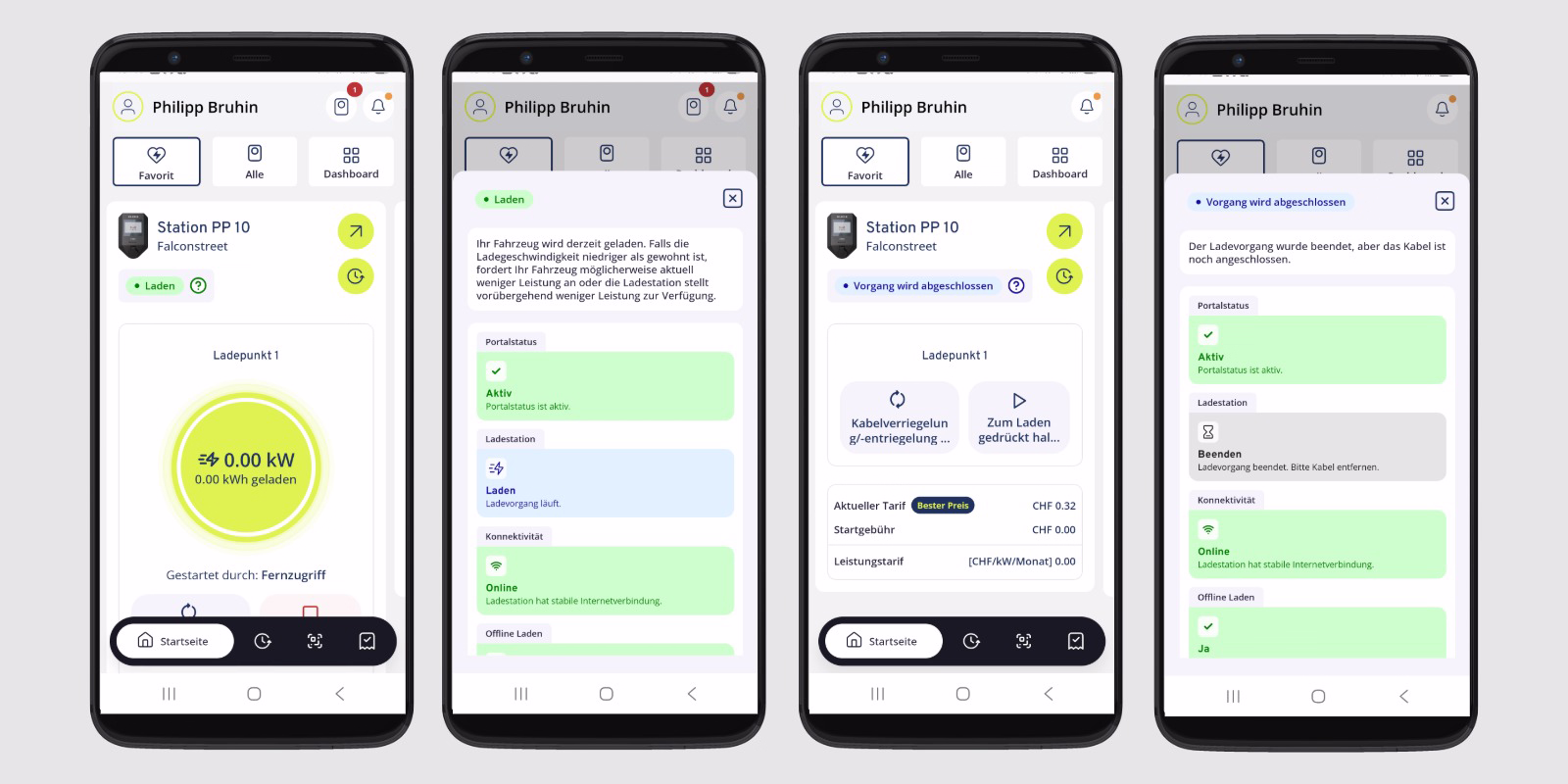 Neu in der Sintio-App: Statusmeldung waehrend des Ladevorgangs.