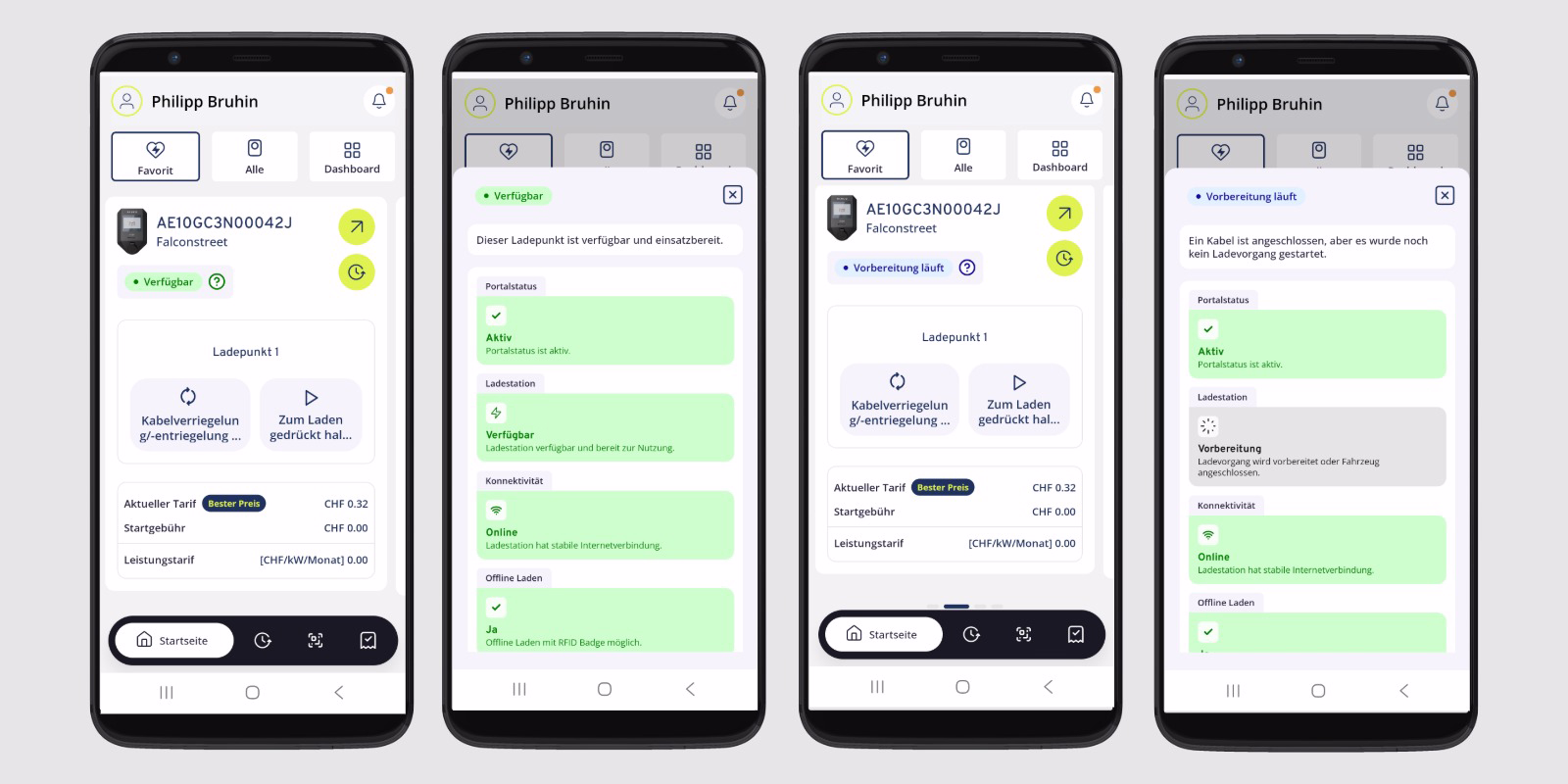 Neu in der Sintio-App: Statusmeldung beim Starten und Vorbereiten eines Ladevorgangs.